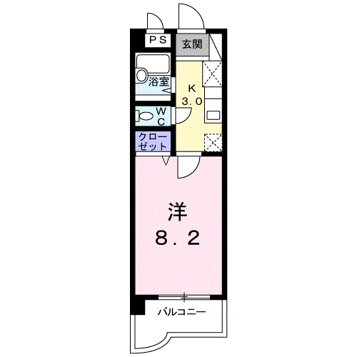 プレミールカネキ(1K/2階)の間取り写真