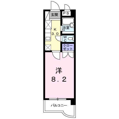 プレミールカネキ(1K/3階)の間取り写真