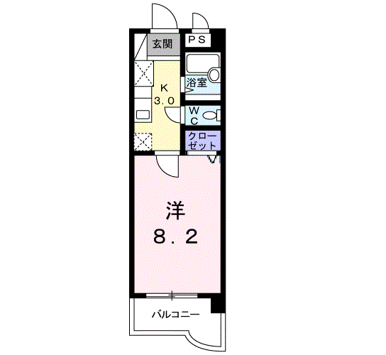 プレミールカネキ(1K/4階)の間取り写真