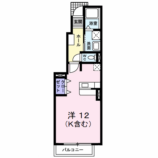 カレントハウス(ワンルーム/1階)の間取り写真