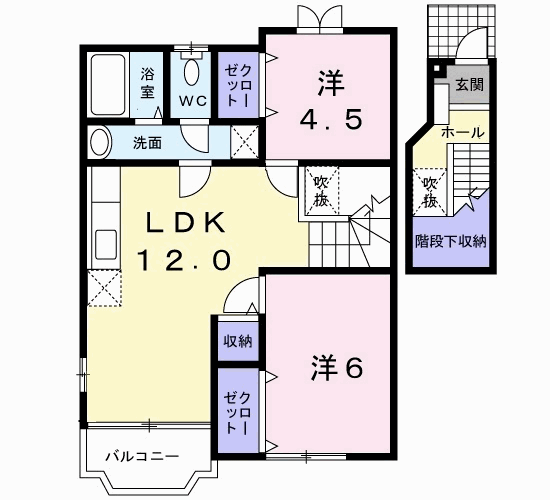 クレストール(2LDK/2階)の間取り写真