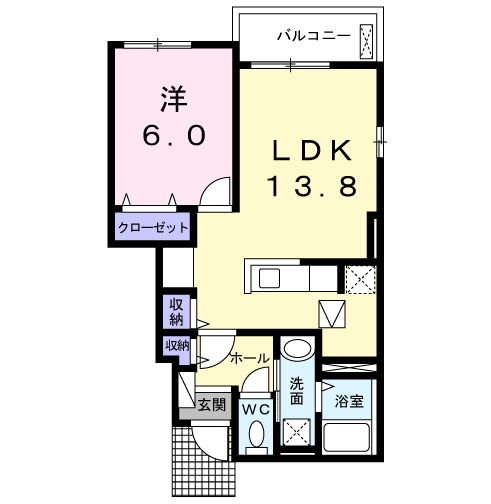 ジュエ アン ボワⅠ(1LDK/1階)の間取り写真