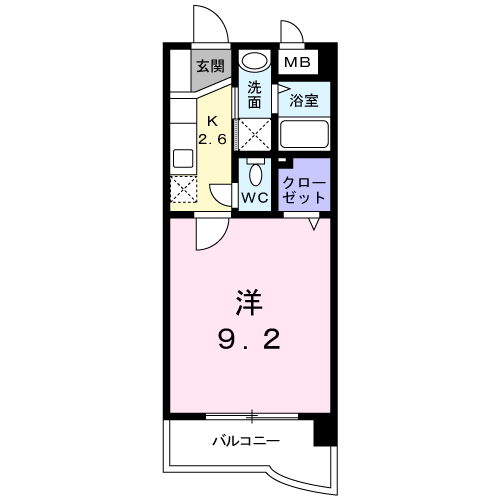 グレイス筒井(1K/2階)の間取り写真