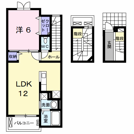 アンブラッセ Ⅱ(1LDK/3階)の間取り写真