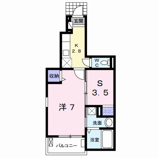 アンブラッセ Ⅱ(1K/1階)の間取り写真