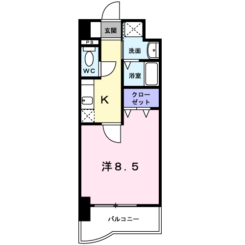 グランド・コスモ(1K/8階)の間取り写真