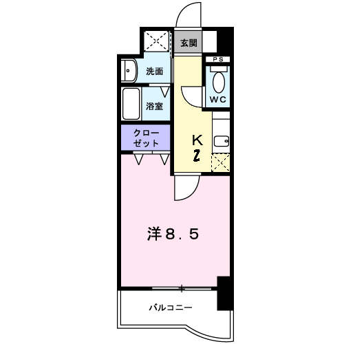 グランド・コスモ(1K/4階)の間取り写真