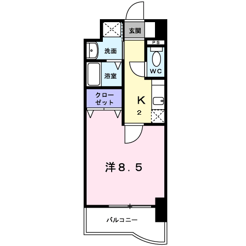 グランド・コスモ(1K/9階)の間取り写真