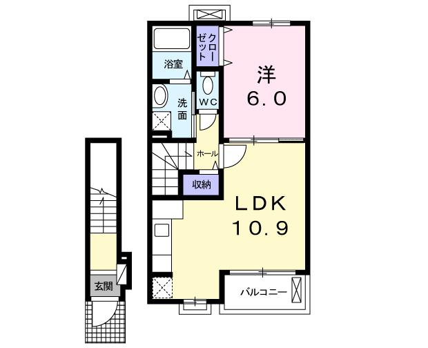 エテルノカーサ門司港(1LDK/2階)の間取り写真