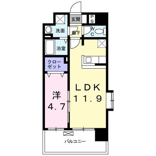 ミッドフォートⅡ(1LDK/2階)の間取り写真