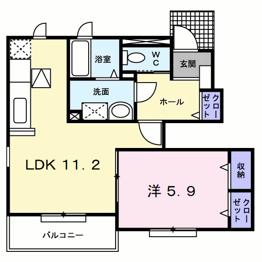 グレイスコートⅢ(1LDK/1階)の間取り写真