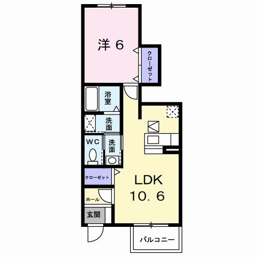 メゾンK.Y(1LDK/1階)の間取り写真