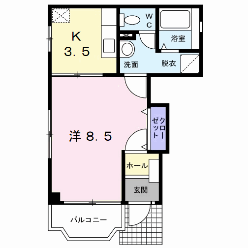 リブェール嵐山(1K/1階)の間取り写真