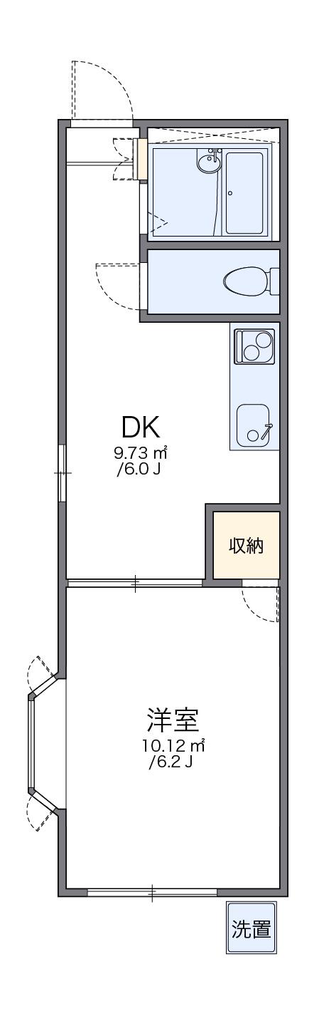 レオパレス本城東三番館(1DK/1階)の間取り写真