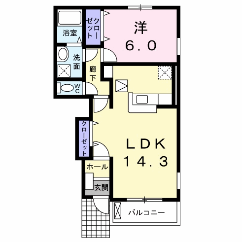 サンレミ葛原C(1LDK/1階)の間取り写真
