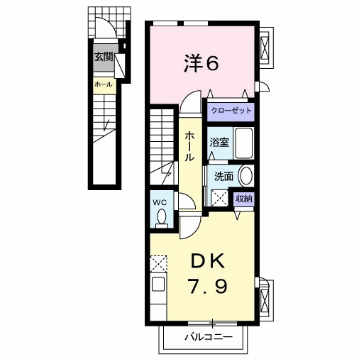 ベルニーニ(1DK/2階)の間取り写真