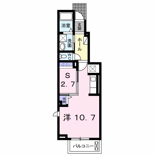 アライブ・マツバラ Ⅱ(ワンルーム/1階)の間取り写真