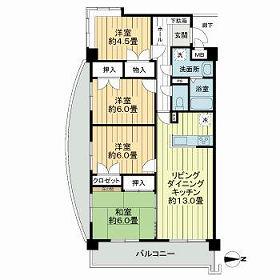 サンライフ小倉南(4LDK/3階)の間取り写真