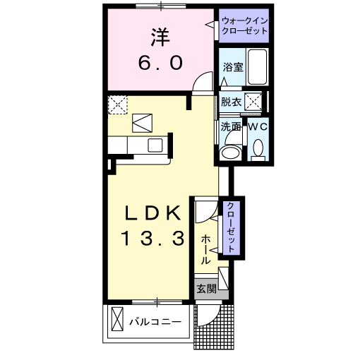 ハーバーM(1LDK/1階)の間取り写真