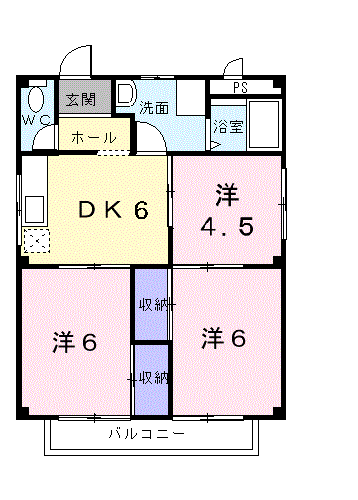 エスポワール萩原(3DK/2階)の間取り写真