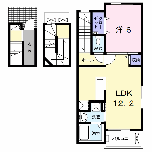 ポルタコスタA棟(1LDK/3階)の間取り写真