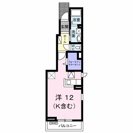 スプリング・外園B(ワンルーム/1階)の間取り写真