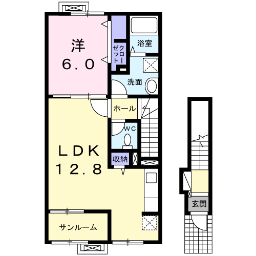 グランツ4(1LDK/2階)の間取り写真