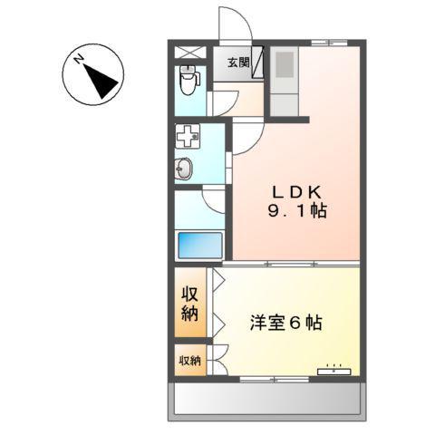 トップハイツドイ(1LDK/2階)の間取り写真