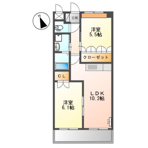 SUNRISE HILLS(2LDK/2階)の間取り写真