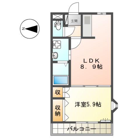 センチュリオン黒崎(1LDK/2階)の間取り写真