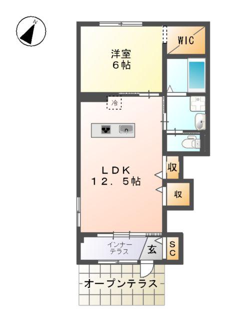パルティール C棟(1LDK/1階)の間取り写真