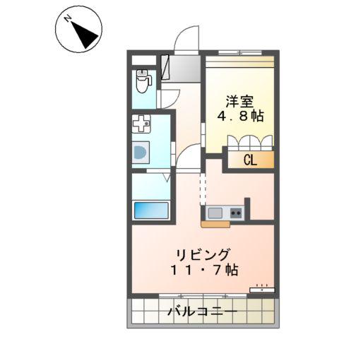 ラピュタ2(1LDK/1階)の間取り写真