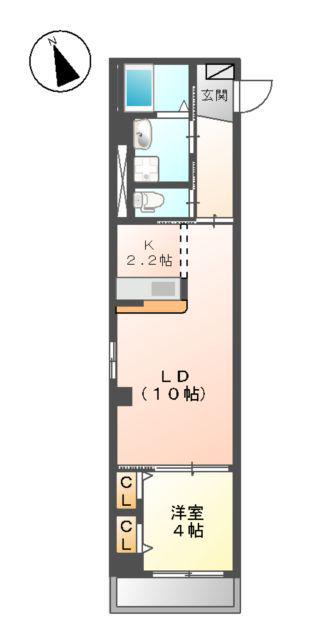   サンフローラ三郎丸(1LDK/2階)の間取り写真