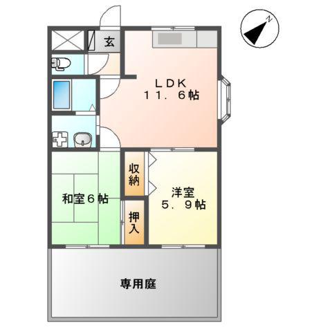 フォレストークイースト(2LDK/1階)の間取り写真