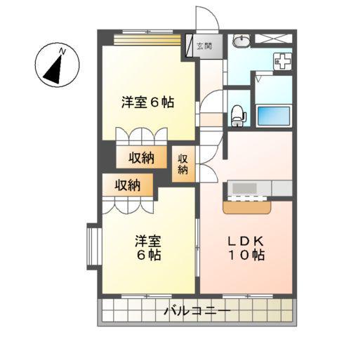 サン・ベルジュ(2LDK/2階)の間取り写真