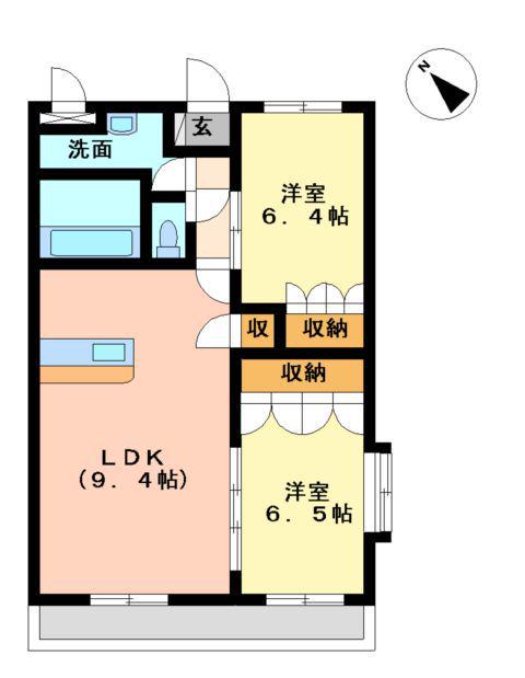 プライムステージ(2DK/1階)の間取り写真