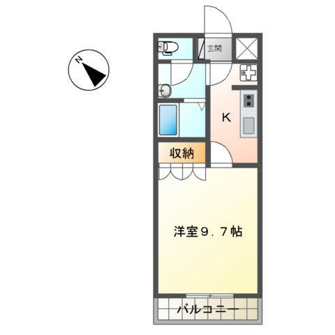 ベティヒルズ(1K/1階)の間取り写真