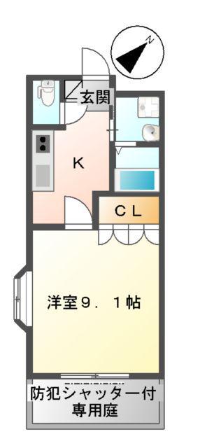 アメニティ徳力(1K/1階)の間取り写真