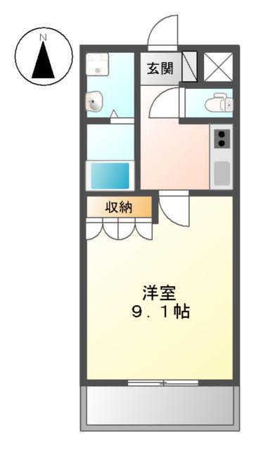 サンライズガーデン北泉(1K/2階)の間取り写真