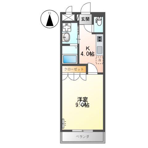 ボンヌールコートK(1K/1階)の間取り写真