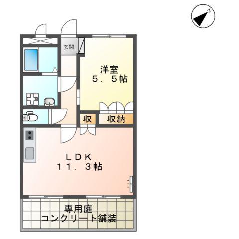 花みずき(1LDK/1階)の間取り写真