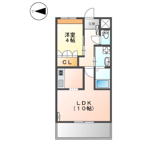 フルーリール・アン(1LDK/2階)の間取り写真