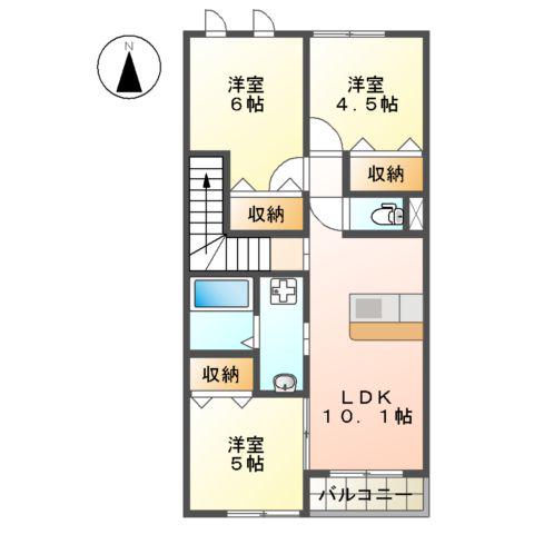 グリーンガーデン・H(3LDK/2階)の間取り写真