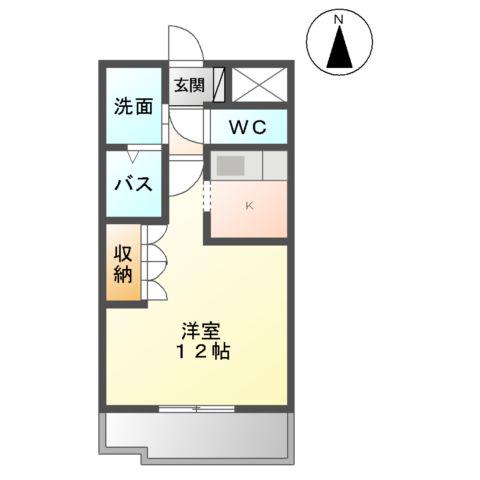 ソレイユⅡ(1K/2階)の間取り写真