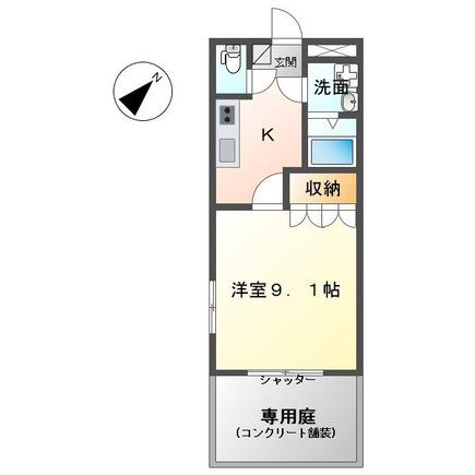 カサ・エルピス(1K/1階)の間取り写真