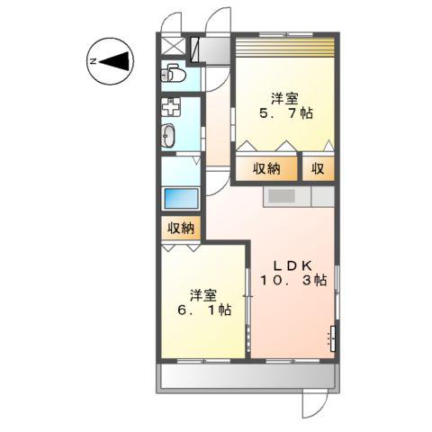 グローリアス幸神(2LDK/1階)の間取り写真