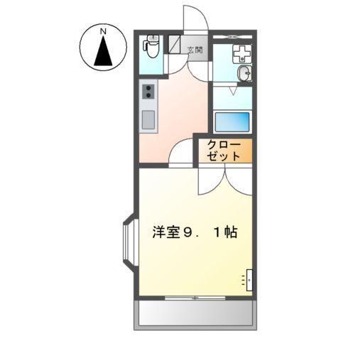 ハイグレイス(1K/1階)の間取り写真