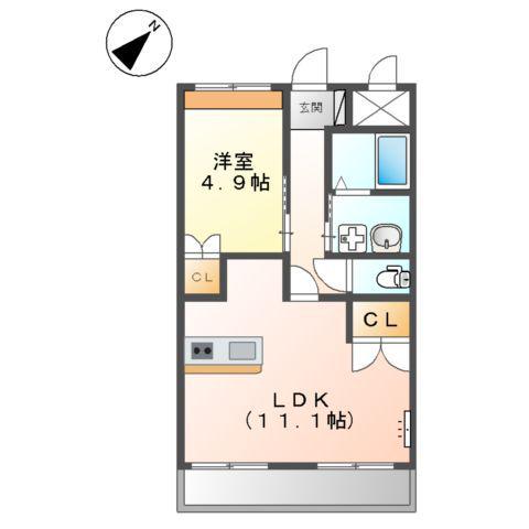 プランドール・アムール SY(1LDK/2階)の間取り写真