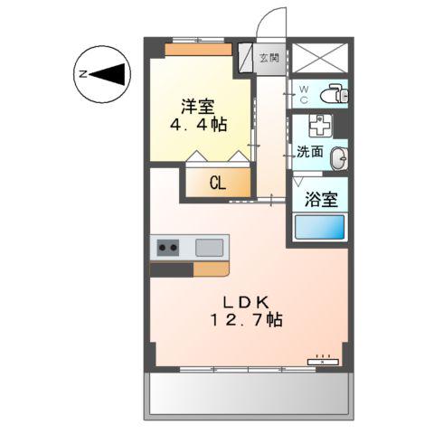 QUEENS GARDEN(1LDK/3階)の間取り写真