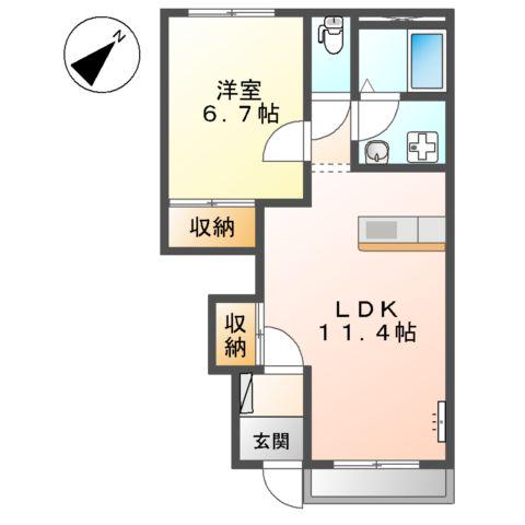サンフォレスタⅠ(1LDK/1階)の間取り写真